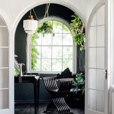 Green Home Office and Arched French Doors