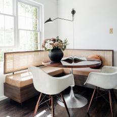 Eclectic Breakfast Nook With Cane Banquette