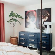 Eclectic Bedroom With Potted Tree