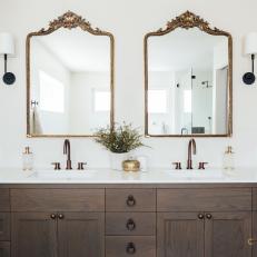 Bathroom Vanity and Ornate Mirrors