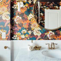 Floral Wallpaper in Bathroom