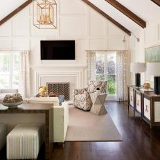 Transitional Living Room With Cube Stools