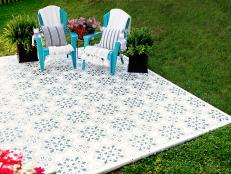 Transform your drab slab into a bright, beautiful outdoor oasis with this easy stenciling project inspired by colorful Morrocan tile.