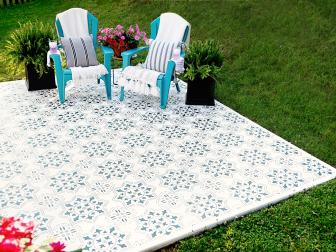 Transform your drab patio into a bright, beautiful outdoor oasis with this easy stenciling project inspired by colorful Mediterranean tile.