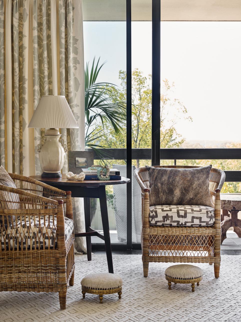 Rattan Chairs With Small Footstools Hgtv