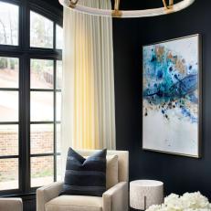 Contemporary Sitting Area With Blue Art