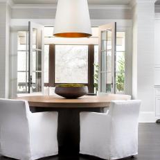 Open Plan Dining Area With White Pendant
