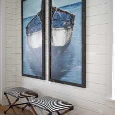 Striped Stools and Boat Photo