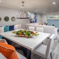 Gray Contemporary Dining Area and Ocean View
