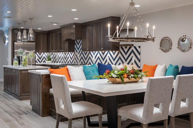 Dining Area With Multicolored Pillows