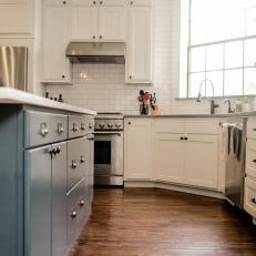 White Transitional Kitchen With Subway Tiles