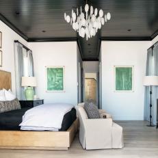 Contemporary Bedroom With Black Ceiling