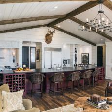 Rustic Great Room With Wine Rack