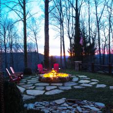 Rustic Patio and Fire Pit at Sunset