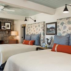 Transitional Bedroom With Leaf Headboards
