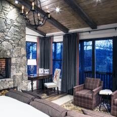 Rustic Living Room With Plaid Armchairs