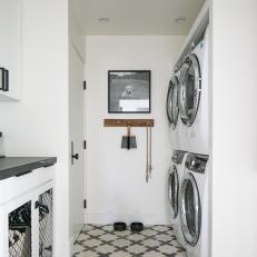 Black and White Laundry Room With Dog Photo