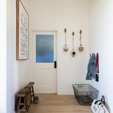 Eclectic Foyer With Wire Basket