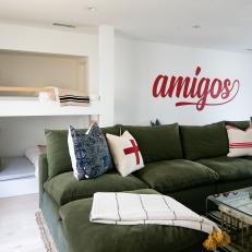 Eclectic Bunk Bedroom With Amigos Sign