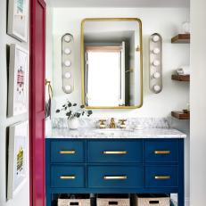 Vibrant Color Joins Crisp Neutrals in Bathroom