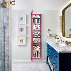 Small Space but Storage Galore in Bright and Inviting Bathroom
