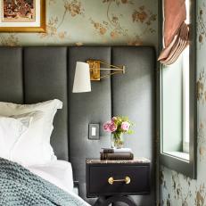 Bohemian-Inspired Bedroom With Green Wallpaper