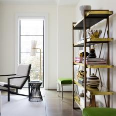 Contemporary Sitting Room With Green Stools
