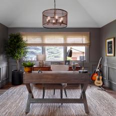 Transitional Home Office With Guitars