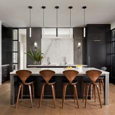 Black and White Modern Kitchen and Wine Room