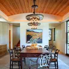 Contemporary Dining Room With Arched Ceiling