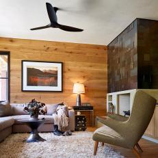 Brown Contemporary Sitting Room With Paneling