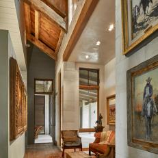 Rustic Hall With Cowboy Art