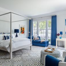 Contemporary Bedroom With Blue Chaise