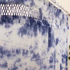 Blue and White Tie-Dye Shower Curtain