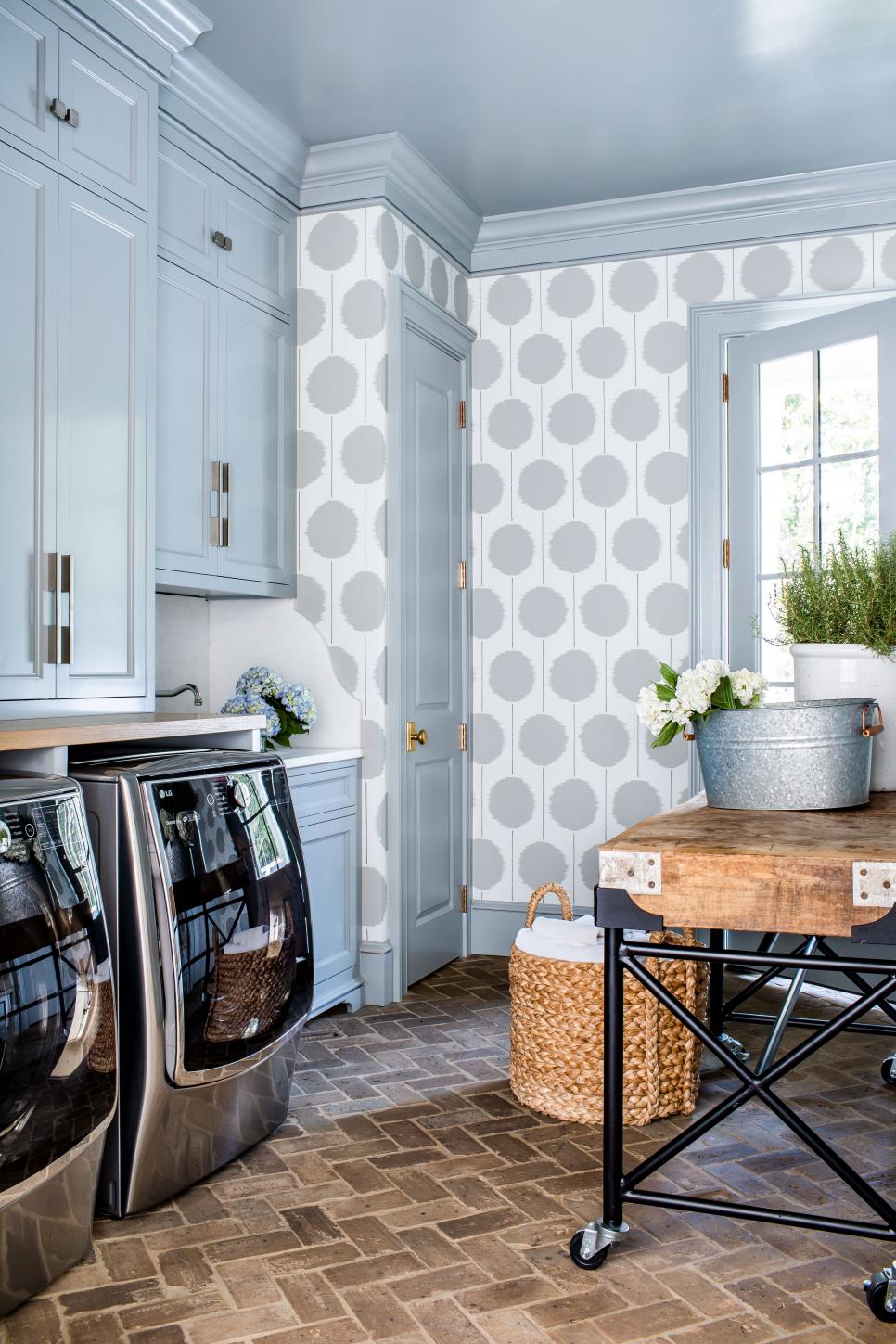 Soothing, Baby Blue Laundry Room HGTV
