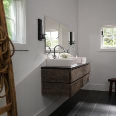 Minimalist Bathroom With Rustic Flair