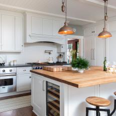 Country Kitchen With Brown Pendants