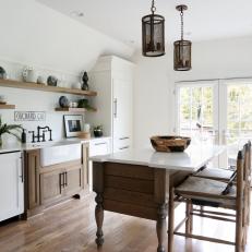 Bright, White Guest Cottage Kitchen
