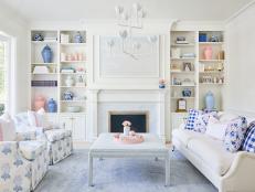 Blue and Pink Cottage Living Room
