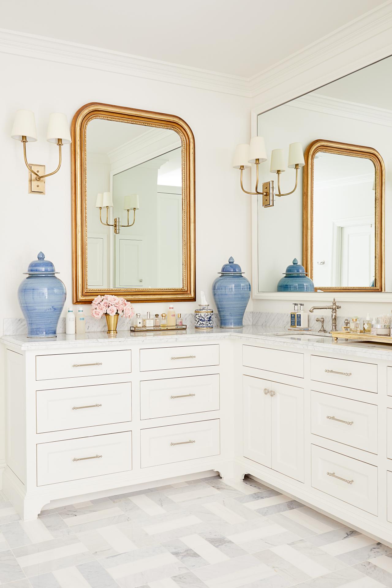 Large white bathroom cabinet