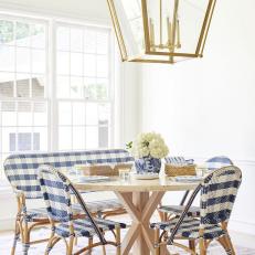 Cottage Breakfast Nook With Plaid Chairs