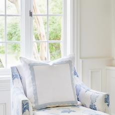 Blue and White Floral Armchair