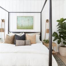 Rope Pendants for Bedside Lights in Inviting White Bedroom