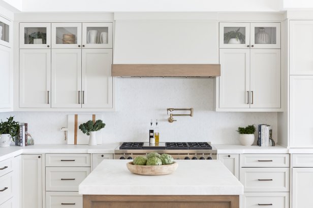 Pale Gray Cabinets in Graceful Coastal Kitchen