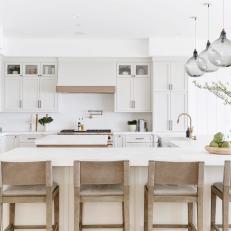 Gray-and-White Kitchen With L-Shaped Bar