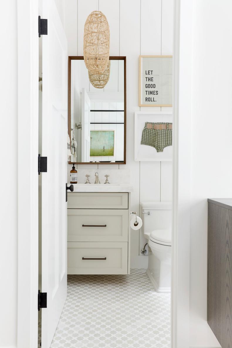 Subtle Gray Accents in White Bathroom