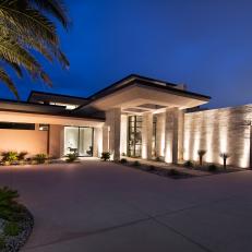 Modern Front Entry With Landscape Lighting