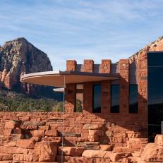 Red Stone Exterior and Mountains