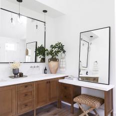 Neutral Bathroom With Built-In Dressing Table