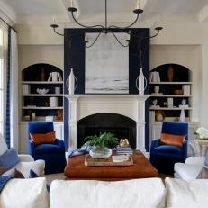 Traditional Blue and White Living Room 